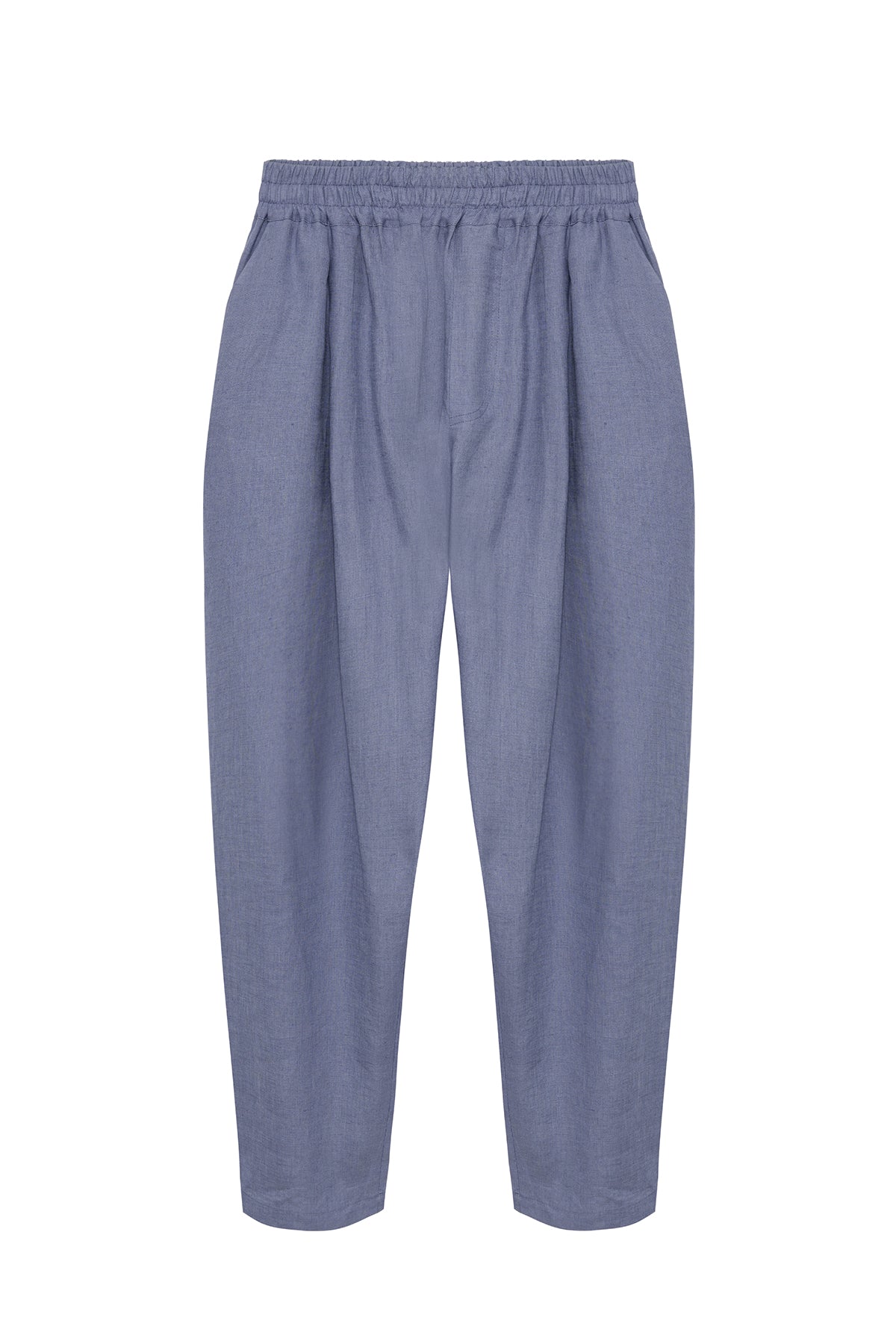 Plain Organik Keten Pantolon Mavi Gri