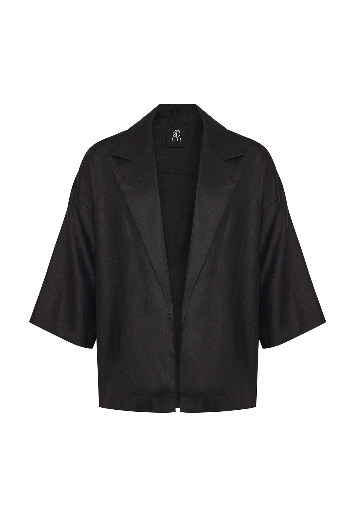 Ocean Organik Keten Ceket Kimono Siyah