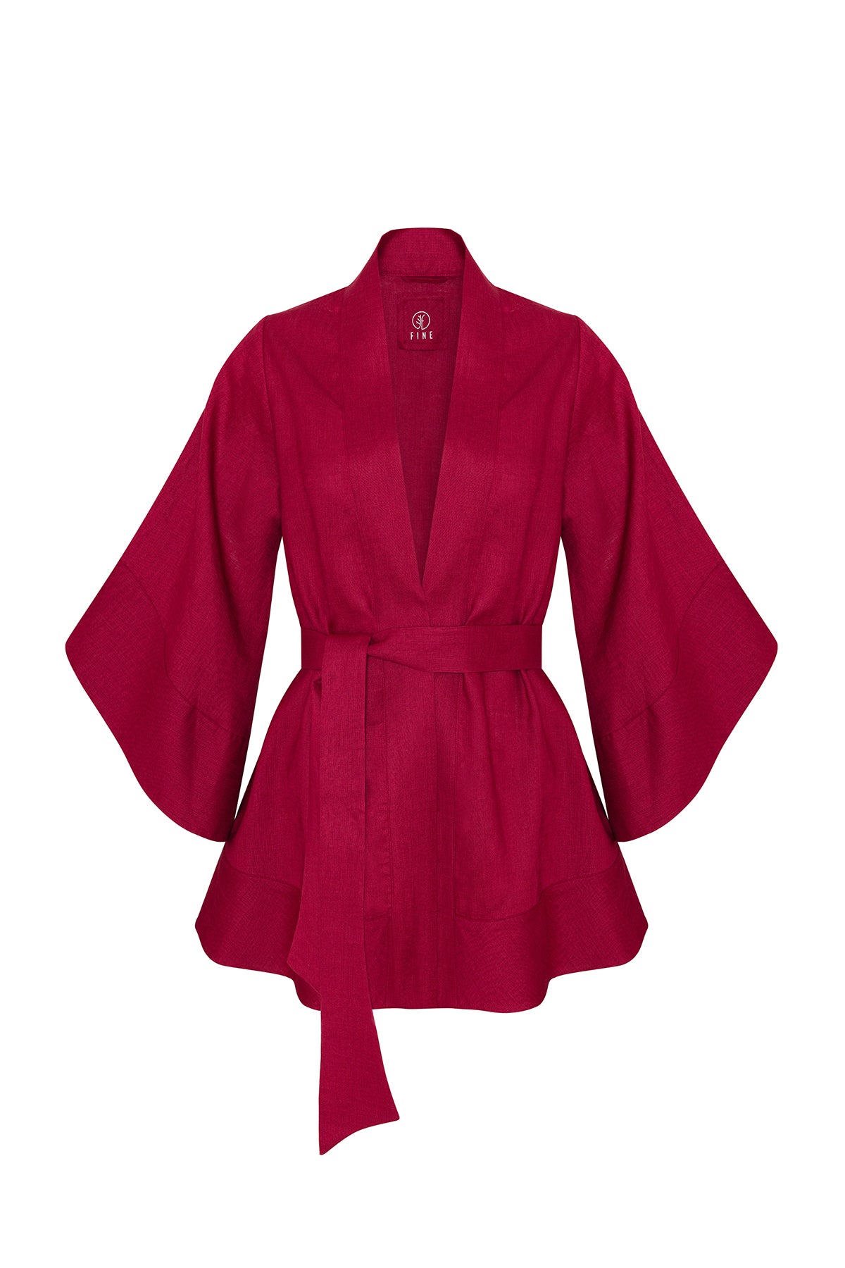 The Glow Organik Keten Kimono Elbise Bordo