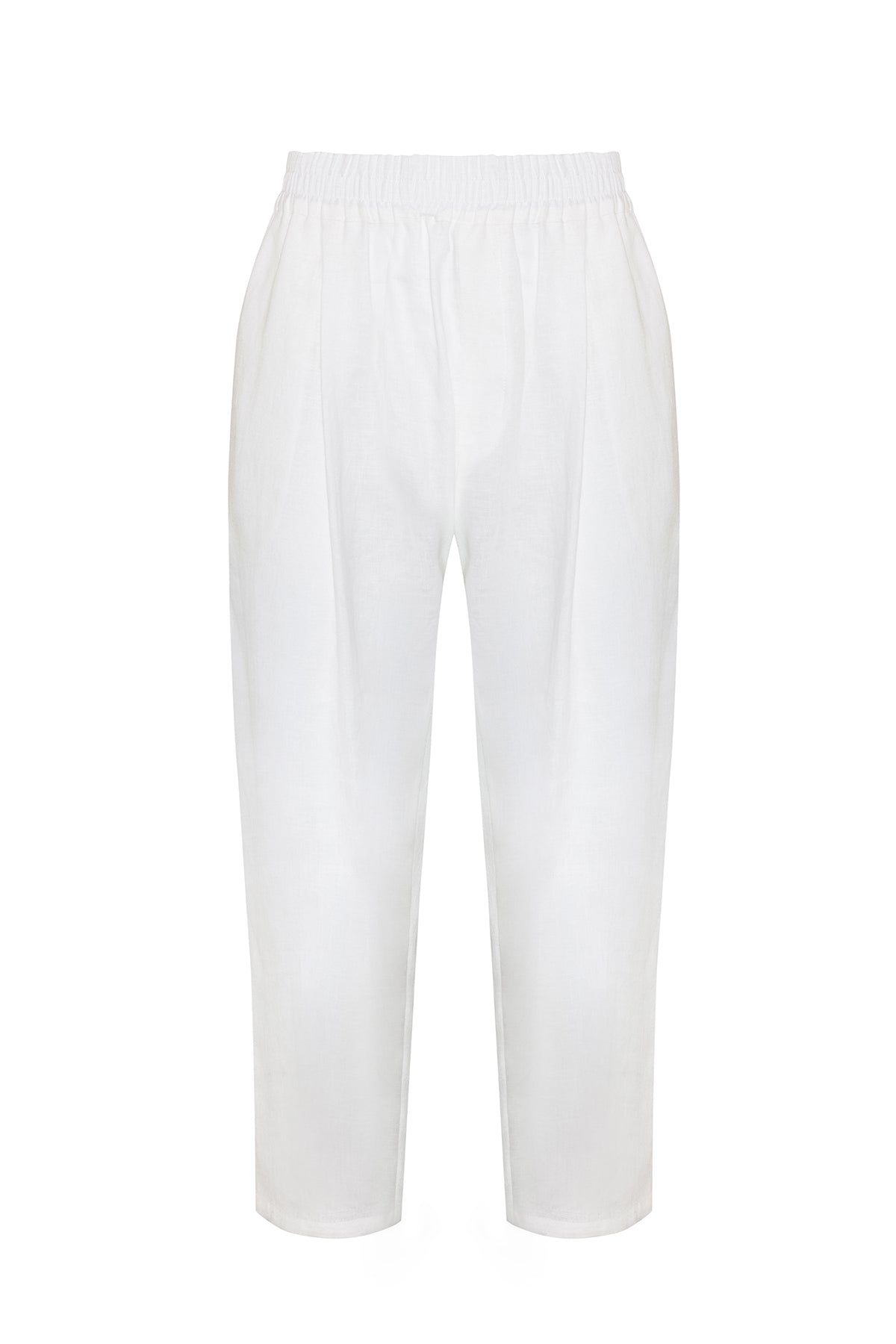 Plain Organik Keten Pantolon Beyaz