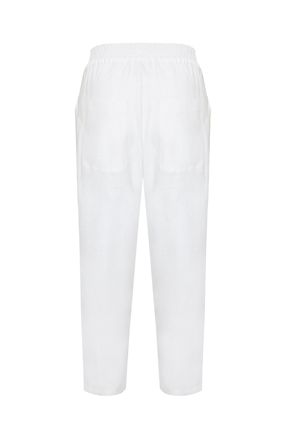 Plain Organik Keten Pantolon Beyaz