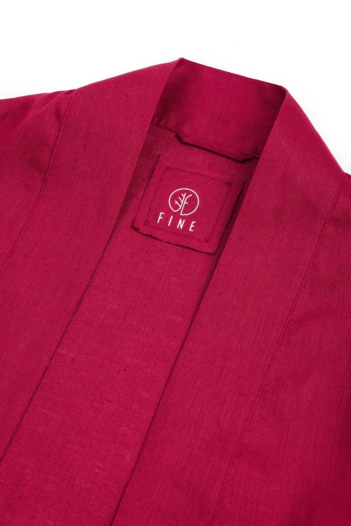 The Glow Organik Keten Kimono Elbise Bordo