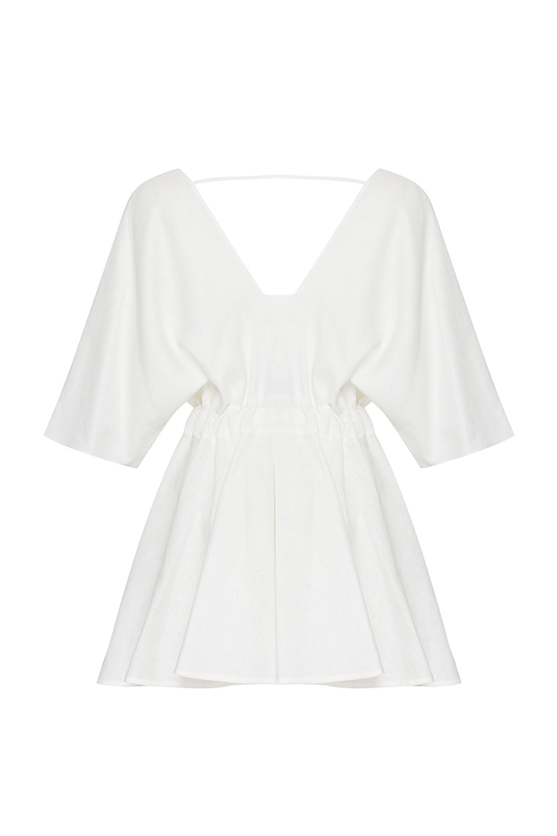Origin Organik Keten Elbise Kırık Beyaz