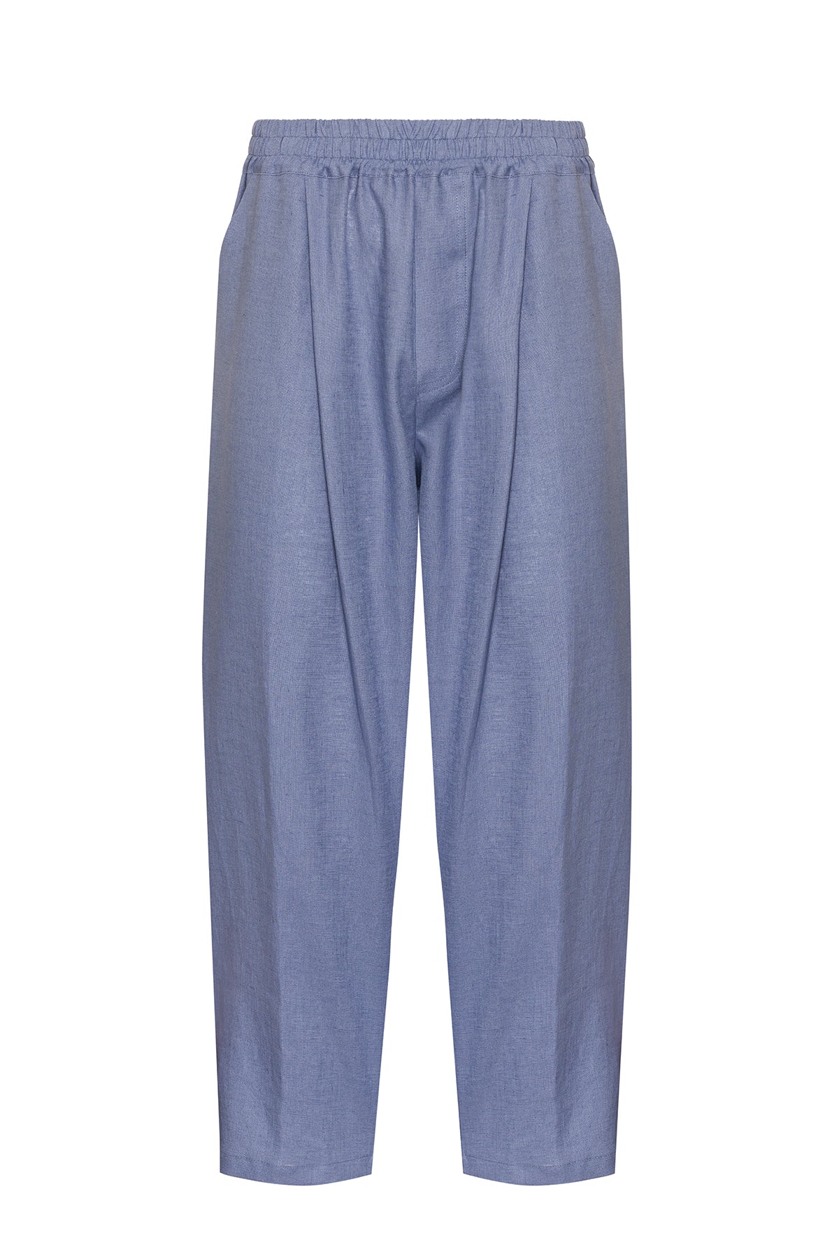 Plain Organik Keten Pantolon Mavi Gri
