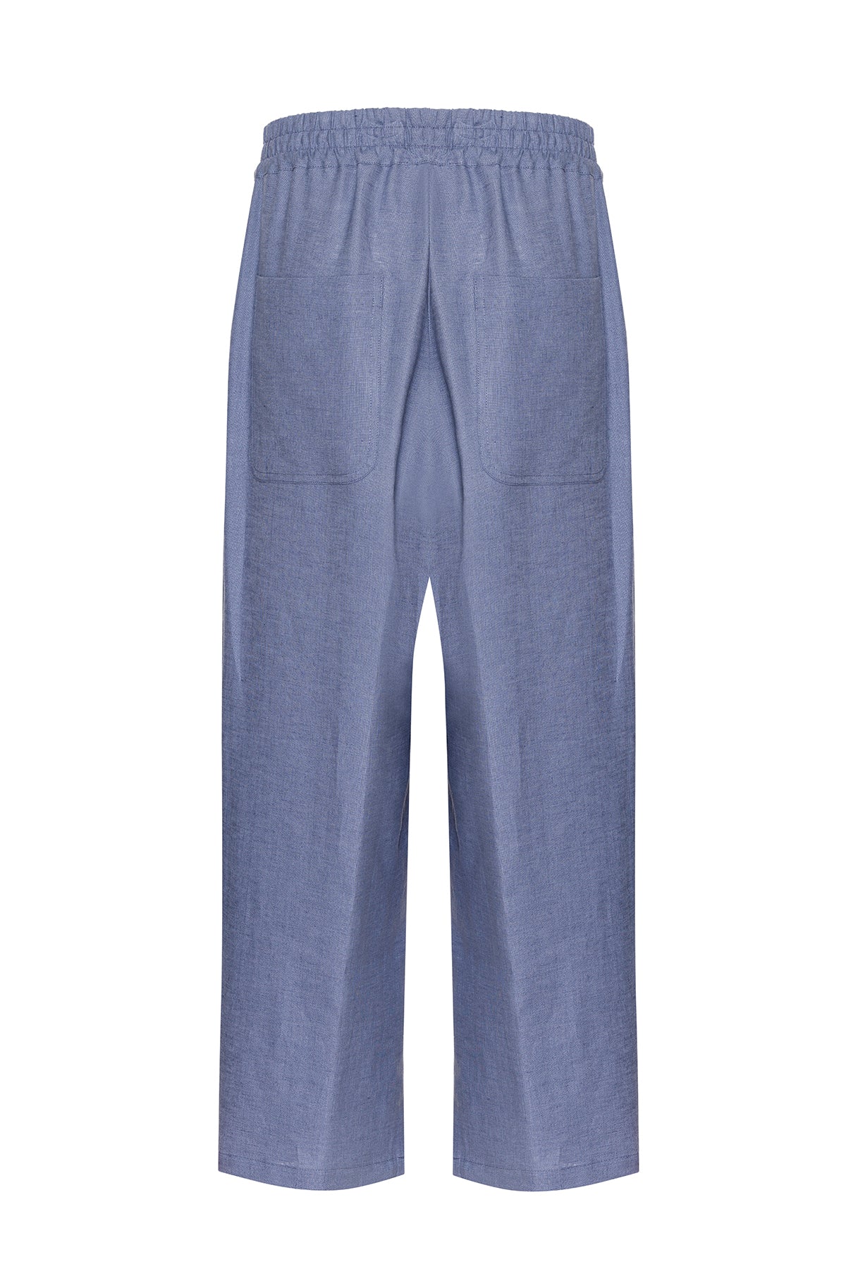 Plain Organik Keten Pantolon Mavi Gri