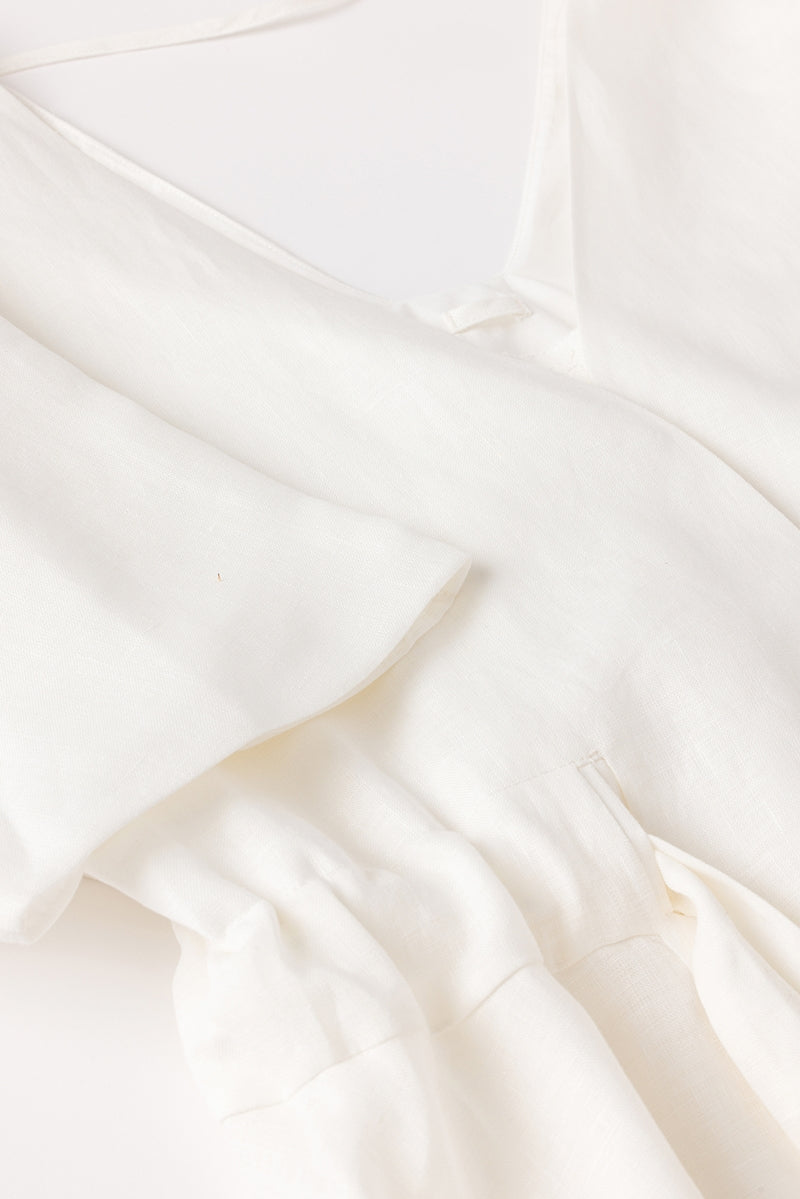 Origin Organik Keten Elbise Kırık Beyaz