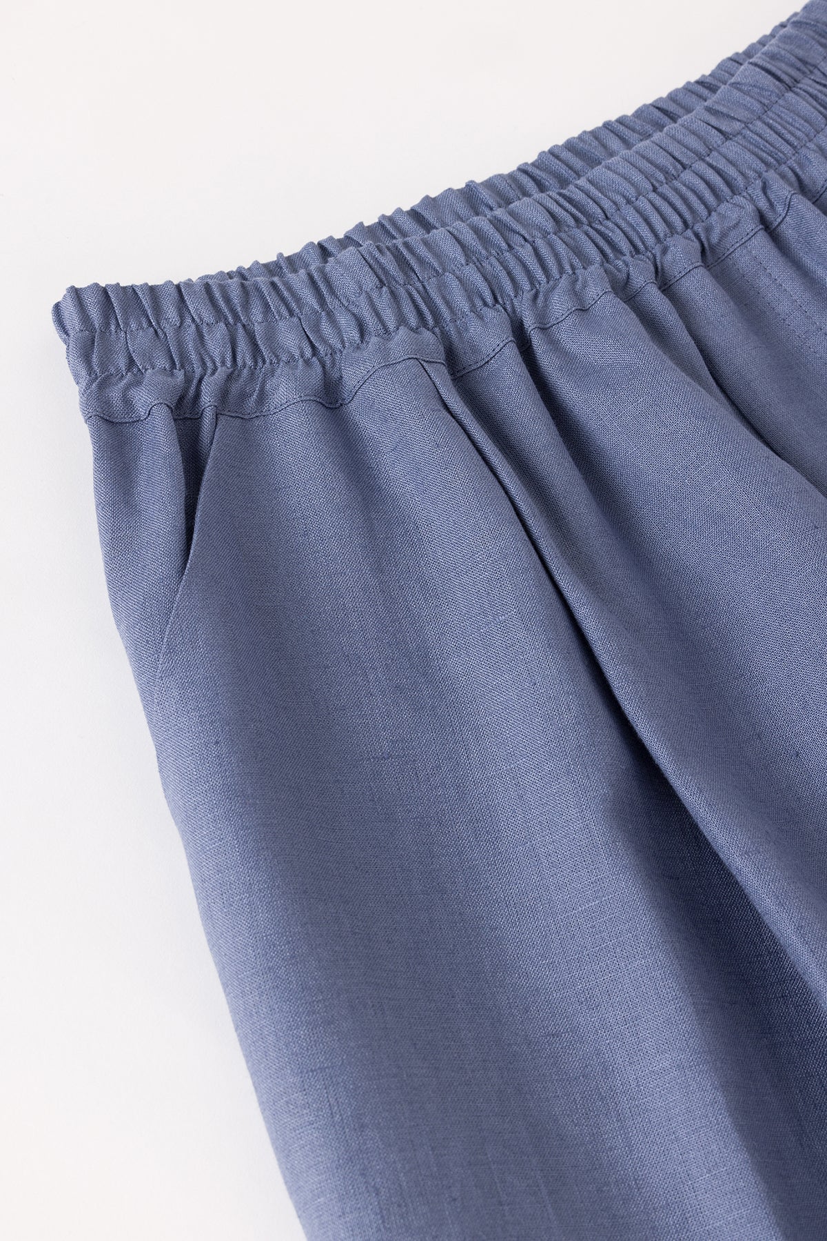 Plain Organik Keten Pantolon Mavi Gri