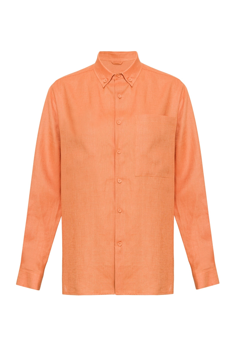 The Smoke Organik Keten Gömlek Turuncu