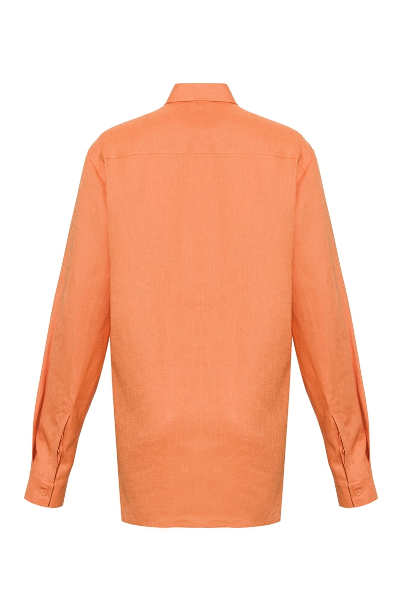 The Smoke Organik Keten Gömlek Turuncu