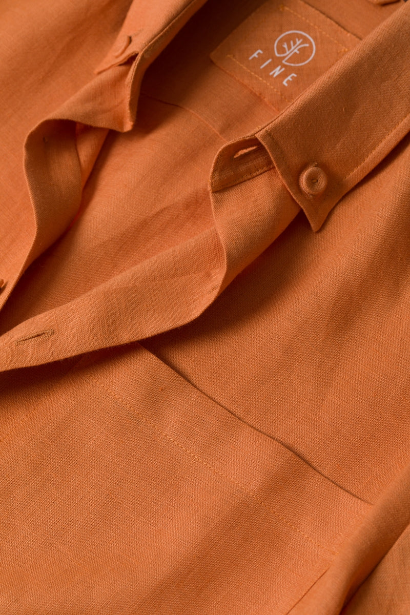 The Smoke Organik Keten Gömlek Turuncu