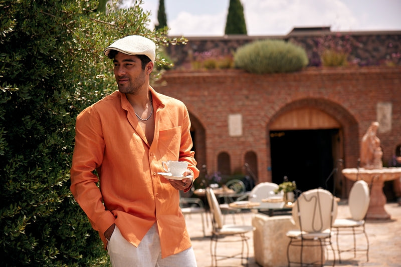 The Smoke Organik Keten Gömlek Turuncu