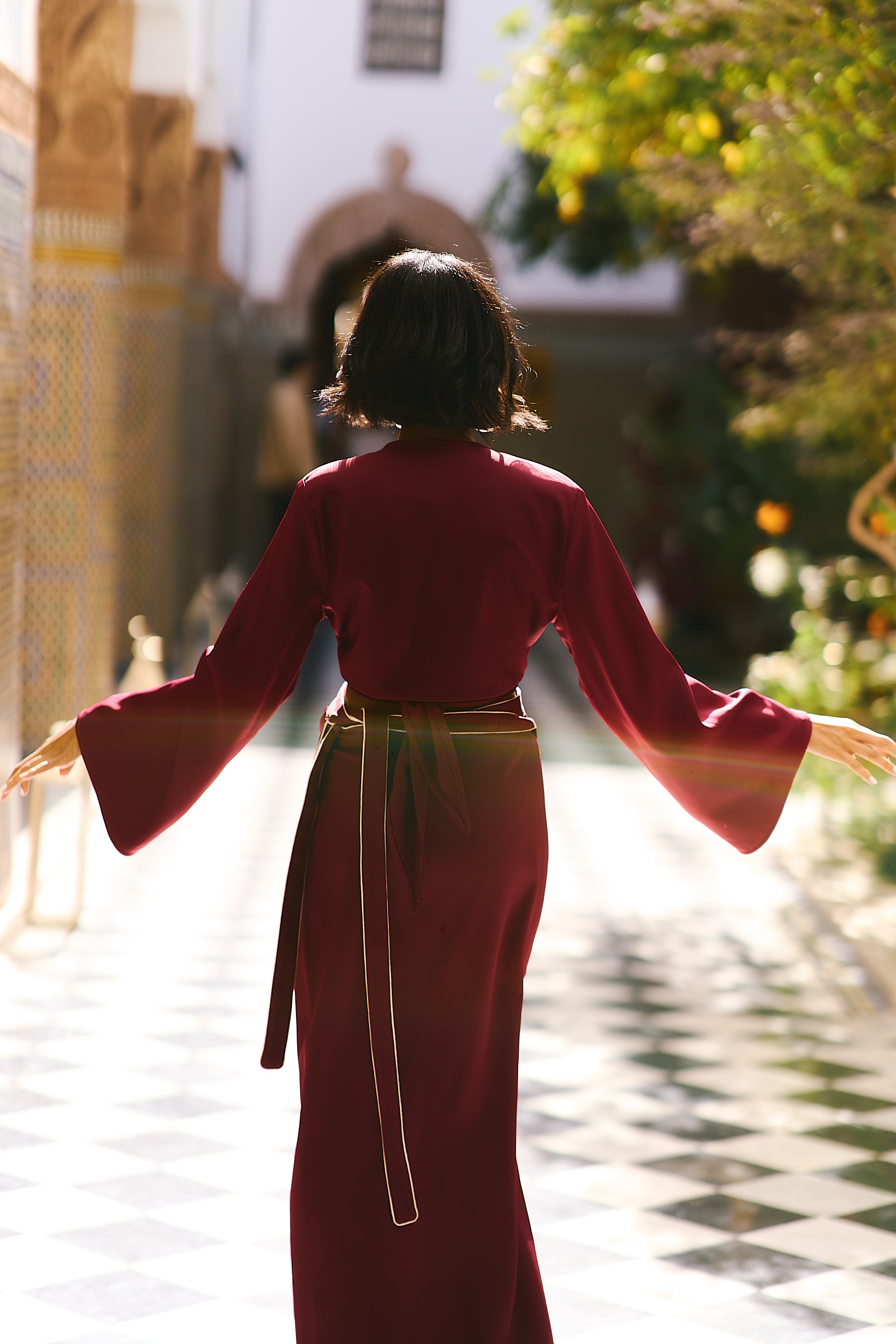 The Wave Organik Keten Etek Bordo