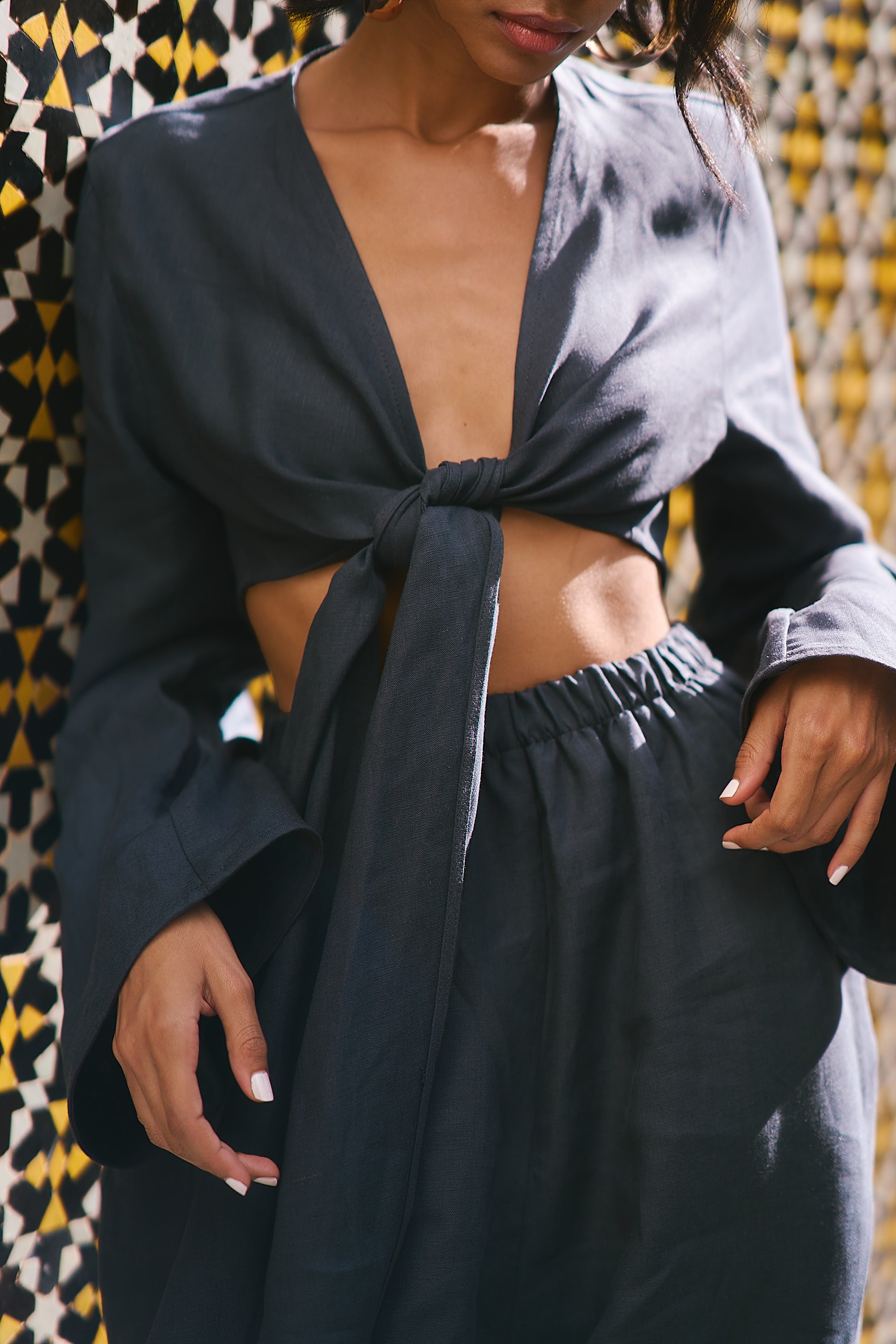 The Sage Organik Keten Pantolon Koyu Gri