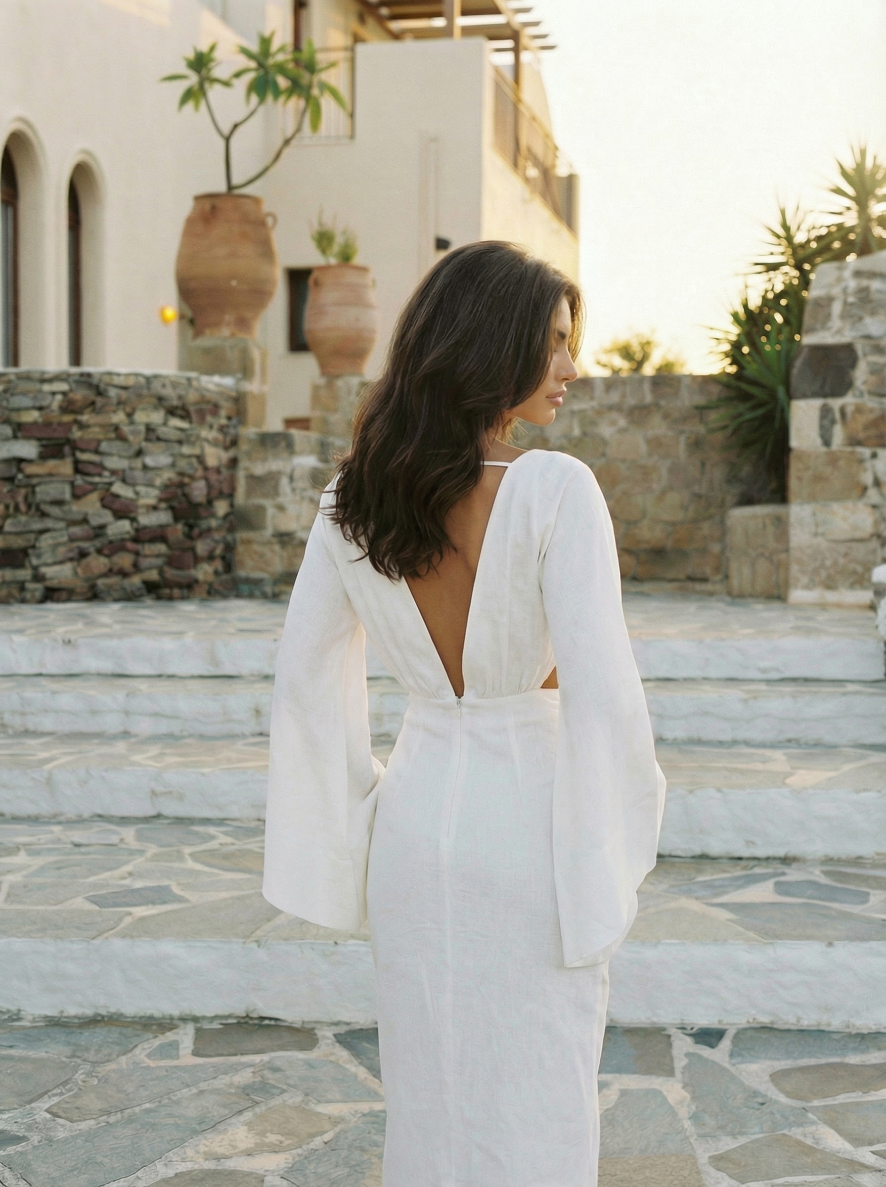 Petra Organik Keten Elbise Kırık Beyaz