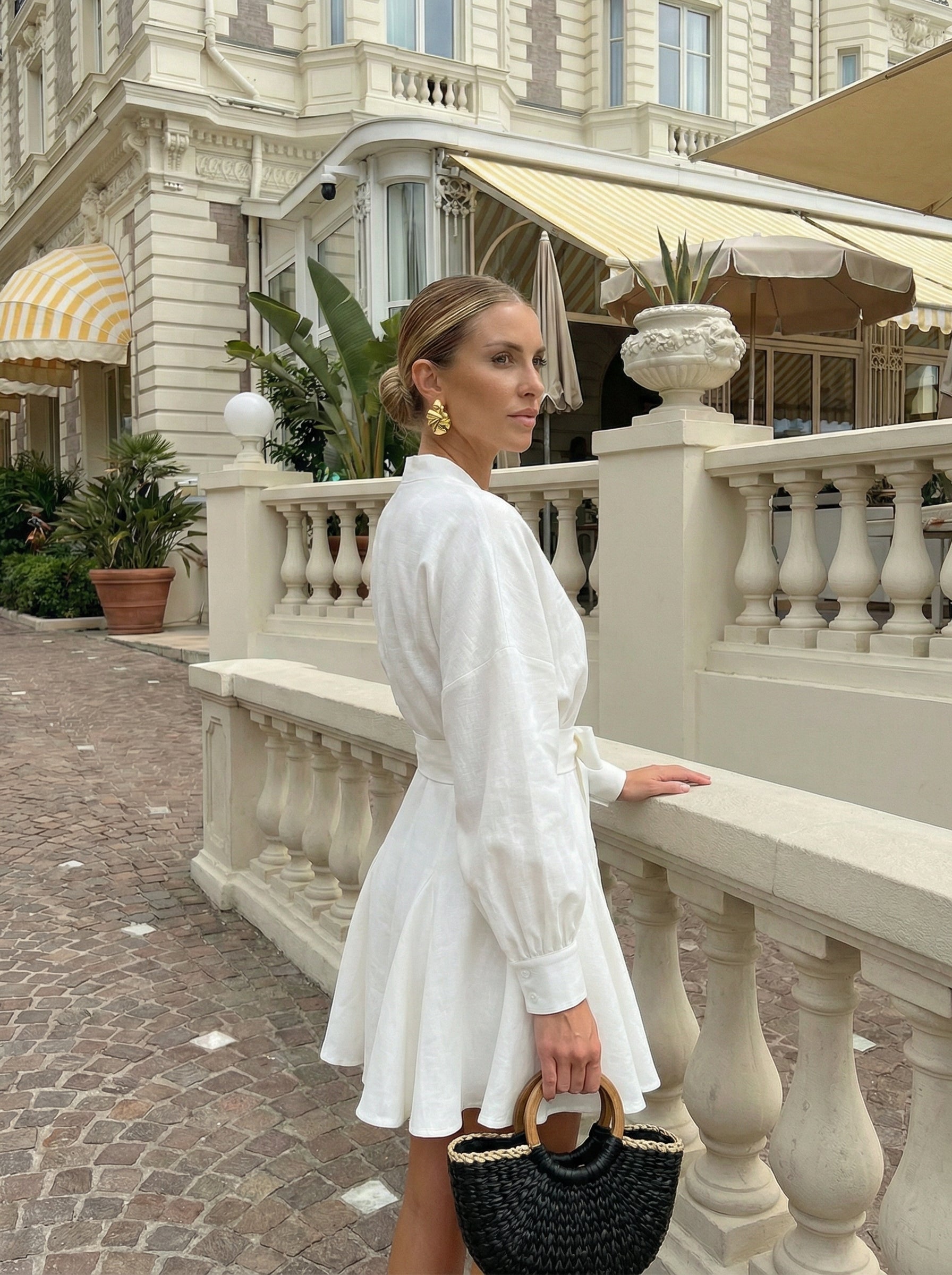 Sun Organik Keten Elbise Kırık Beyaz