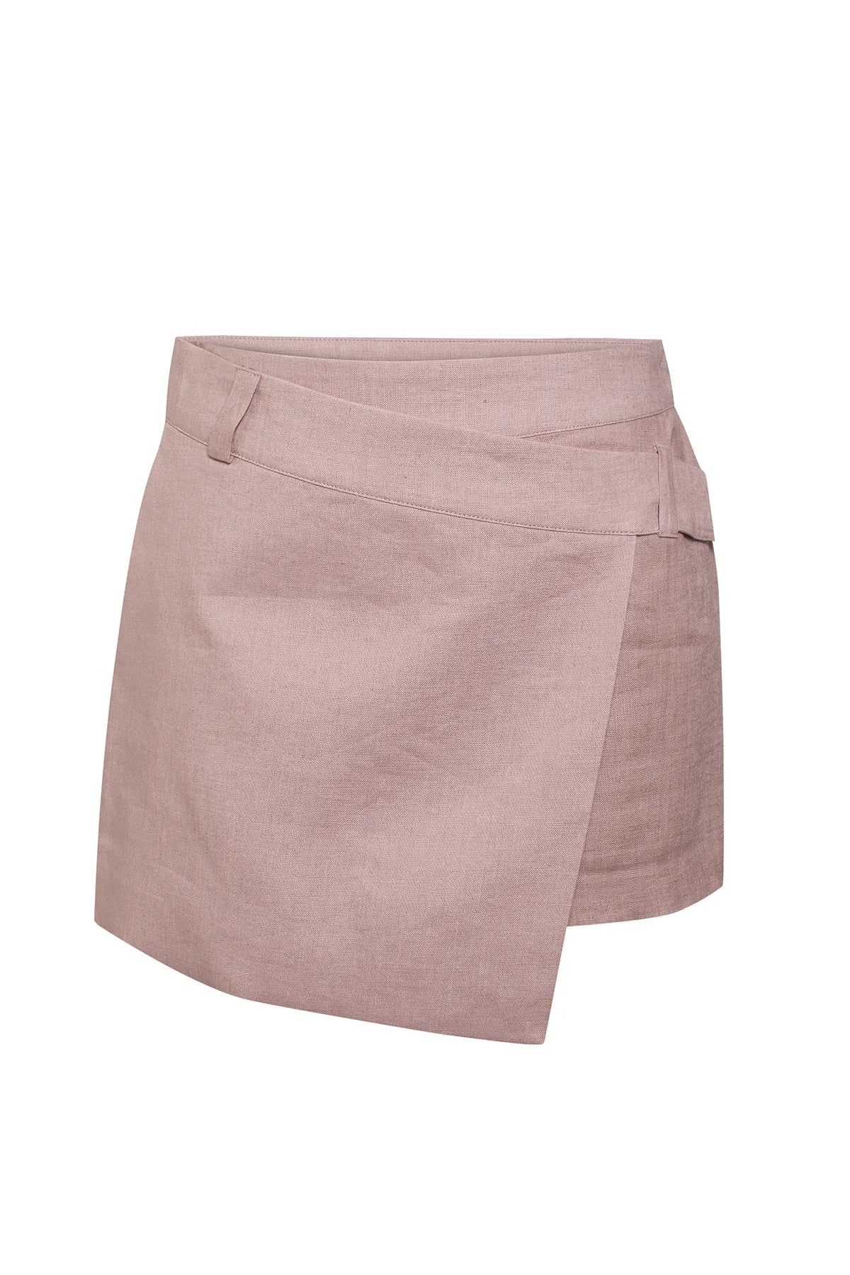 The Pearl Organik Keten Şort Etek Lila Gri