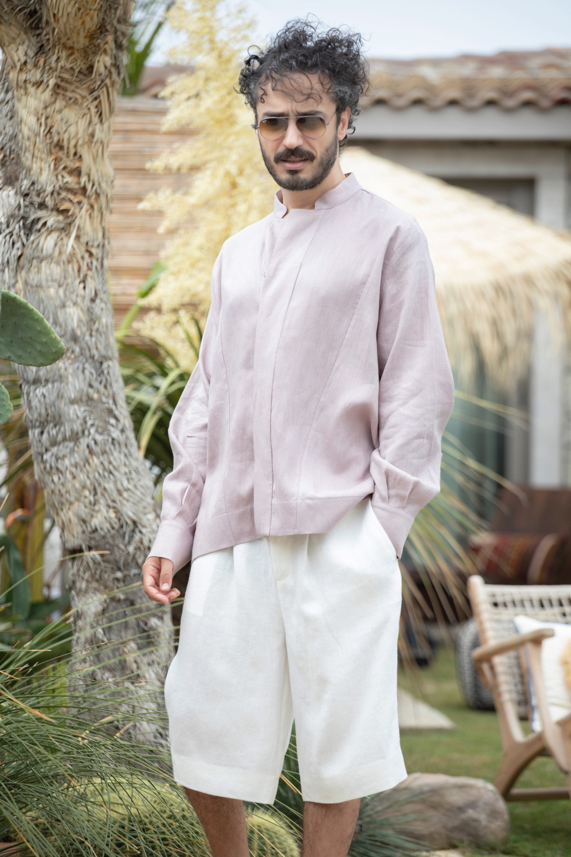 The Desert Organik Keten Şort Kırık Beyaz