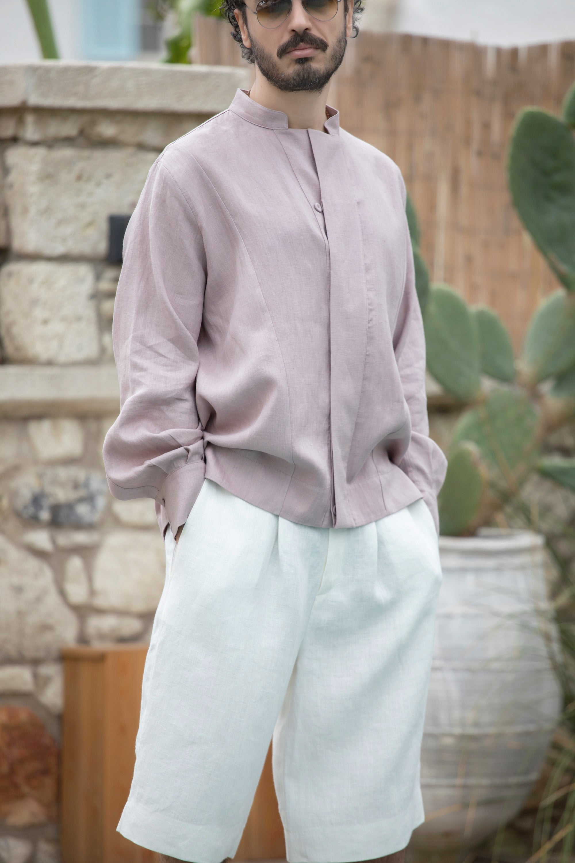 The Desert Organik Keten Şort Kırık Beyaz