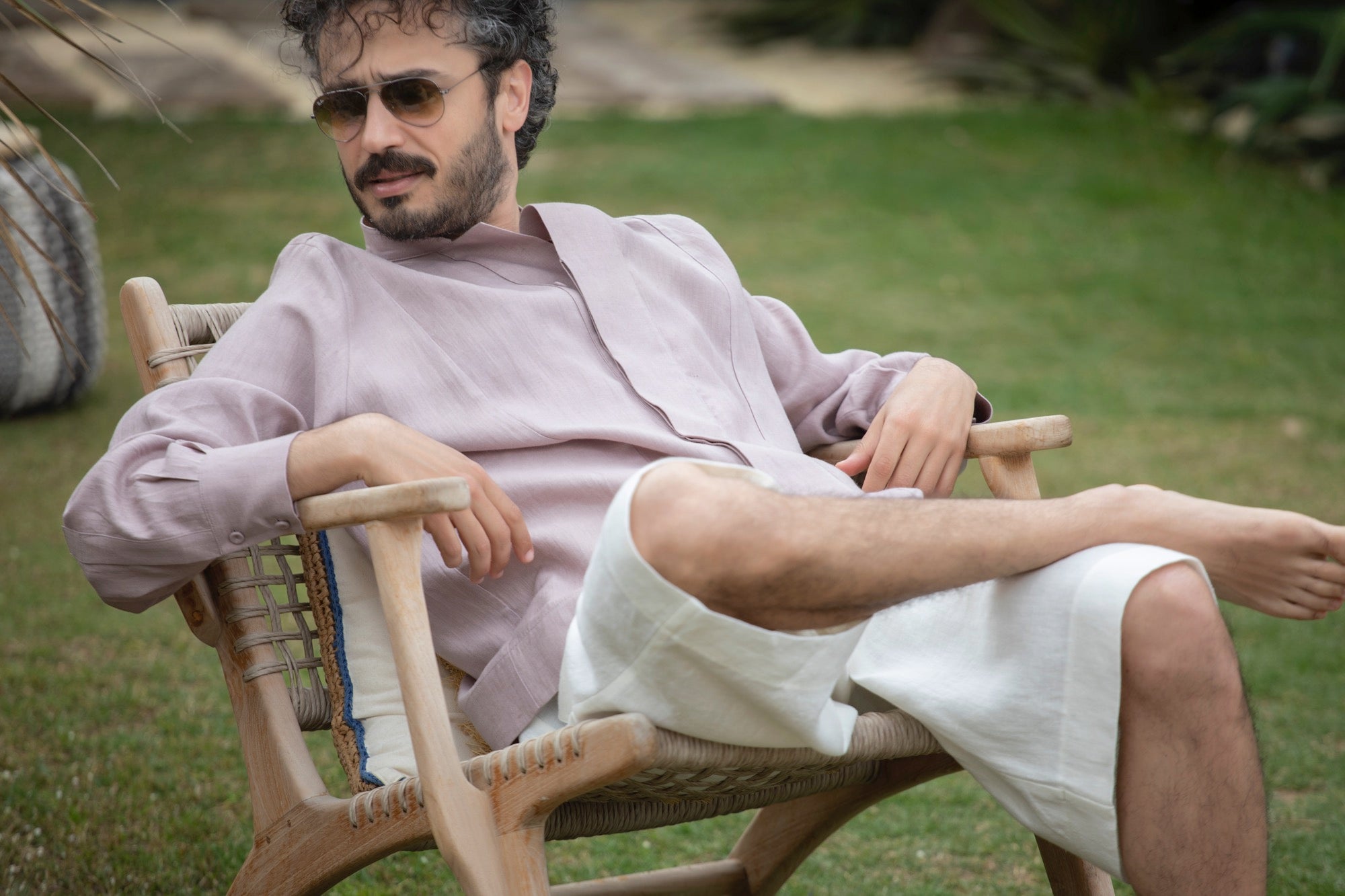 The Desert Organik Keten Şort Kırık Beyaz