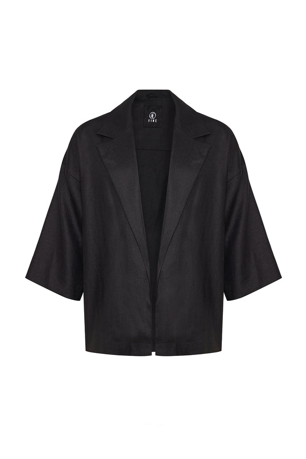 The Ocean Organik Keten Ceket Kimono Siyah