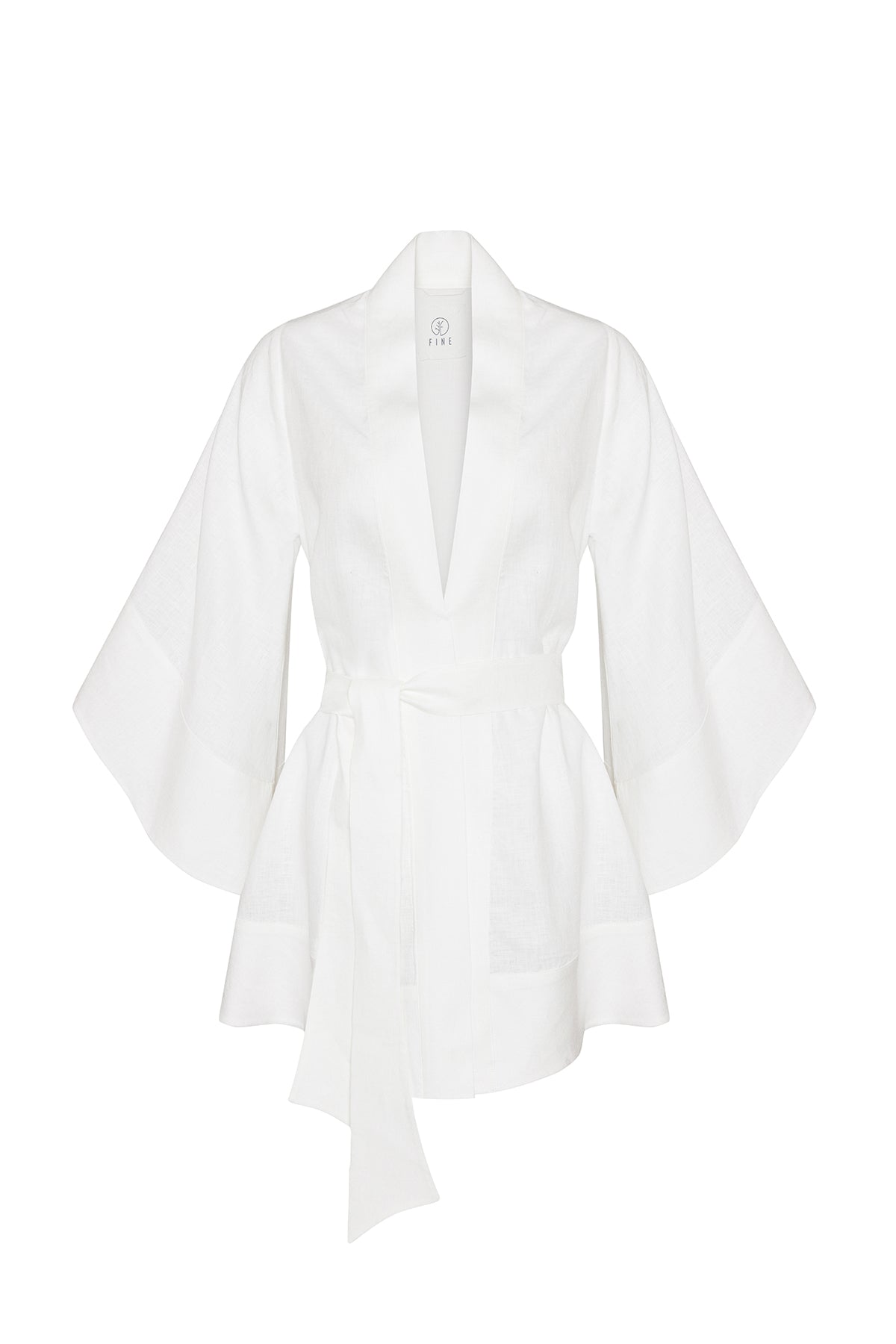 Glow Organik Keten Kimono Elbise Kırık Beyaz