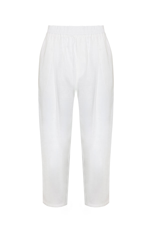 The Plain Organik Keten Pantolon Beyaz
