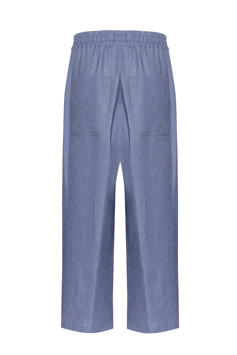The Plain Organik Keten Pantolon Mavi Gri