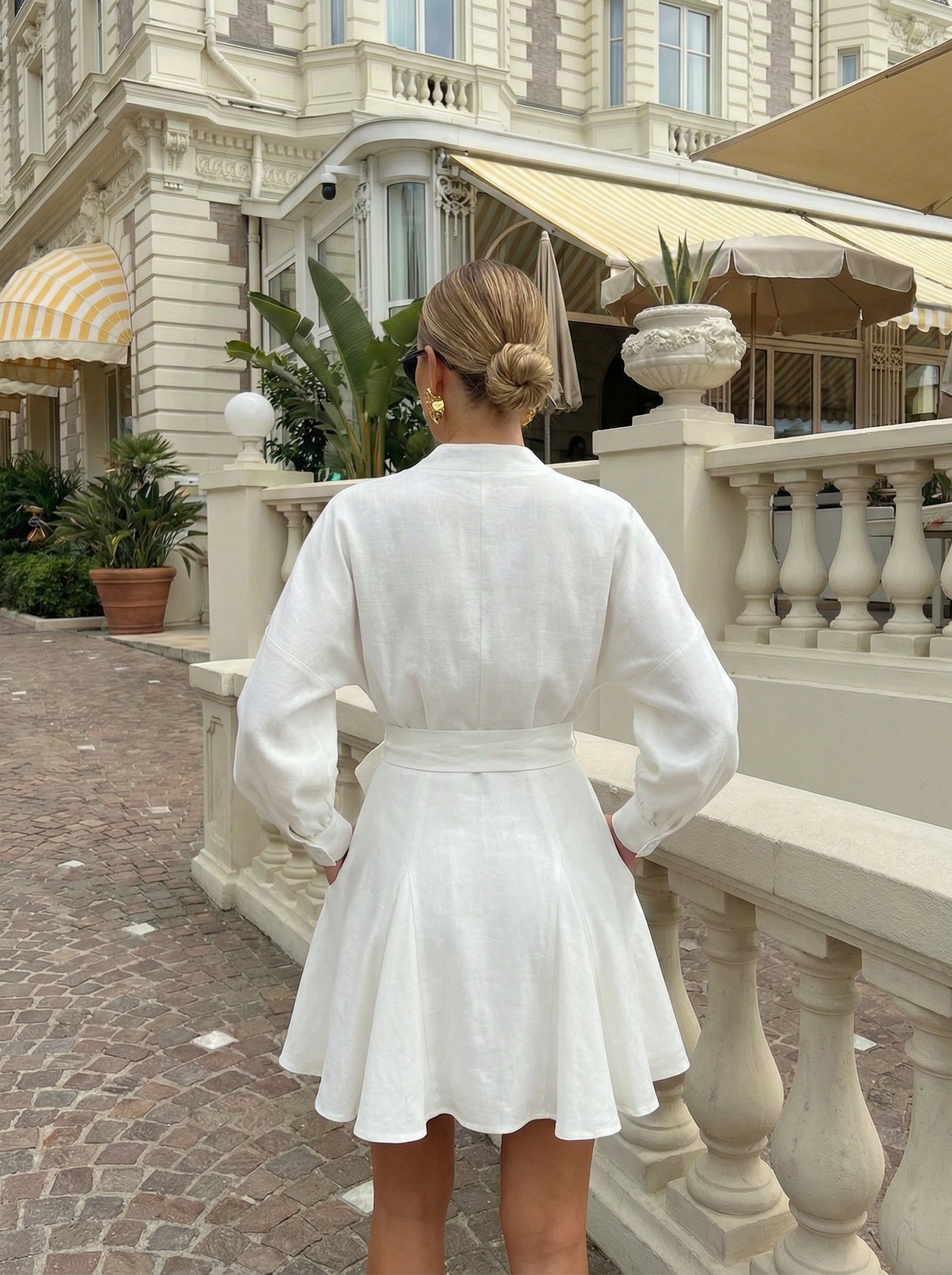 Sun Organik Keten Elbise Kırık Beyaz