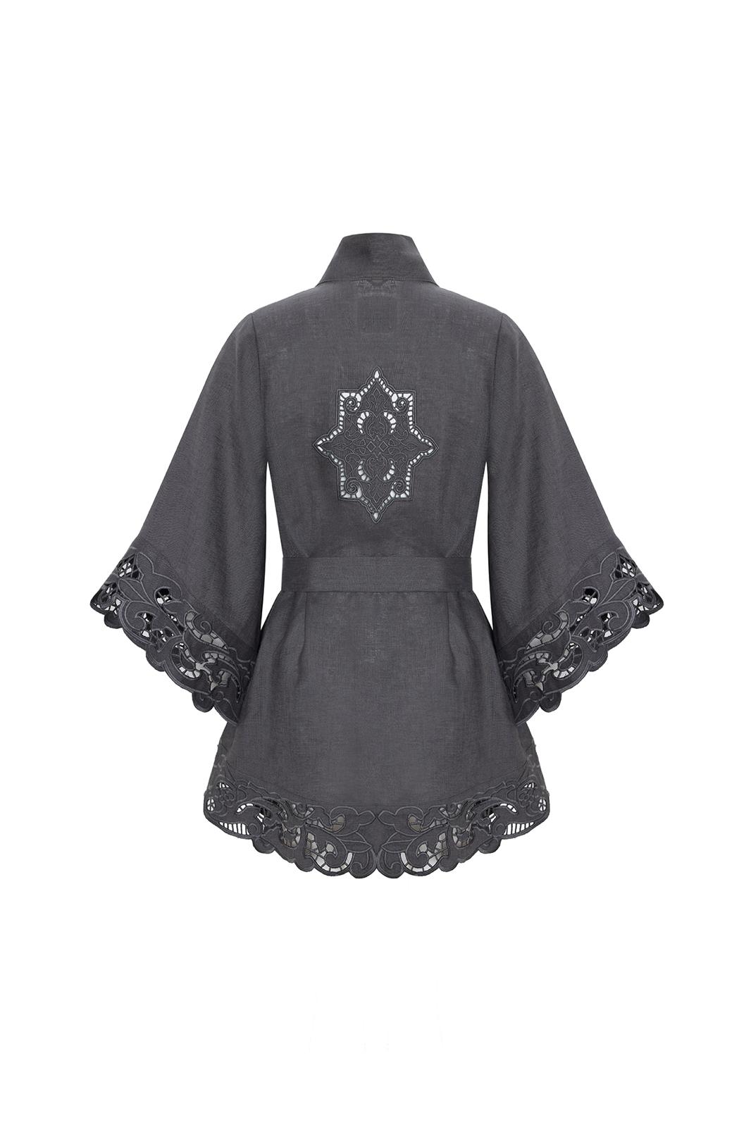 Glow Organik Keten Kimono - Limited Edition Koyu Gri